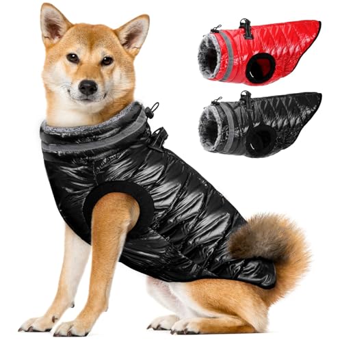Eyein Wasserdichter Hundemantel mit Geschirr, Fleece Rollkragen Warme Hundewinterjacke mit doppeltem Reißverschluss, reflektierende Hundeschneejacke für kleine mittlere große Hunde, Schwarz, M Eyein Wasserdichter Hundemantel mit Geschirr, Fleece Rollkragen Warme Hundewinterjacke mit doppeltem Reißverschluss, reflektierende Hundeschneejacke für kleine mittlere große Hunde, Schwarz, M von Eyein