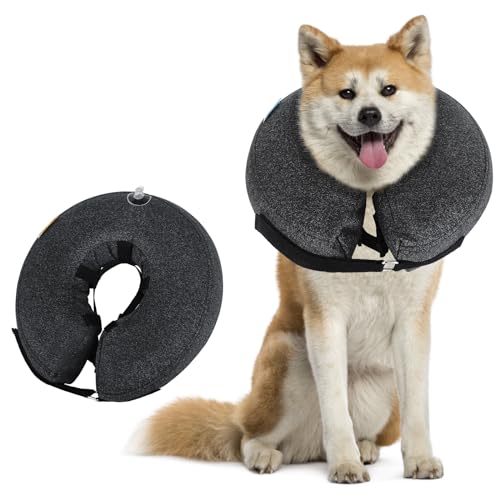 Aufblasbare Halskrause für Hunde & Katzen,Schutzkragen Hund mit Verstellbarer Klettverschluss Hundekragen Leckschutz für Genesung nach Operationen oder Wunden,Halskrause Hund leckschutz (M) von Eyeleaf