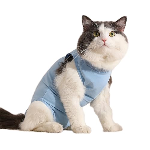 Eyeleaf Body Katze nach der Operation, Sterilisation, Katzen-Strampler nach Operationen, für Bauchwunden oder Hautkrankheiten, um das Lecken von Wunden zu verhindern (Blau, S) von Eyeleaf