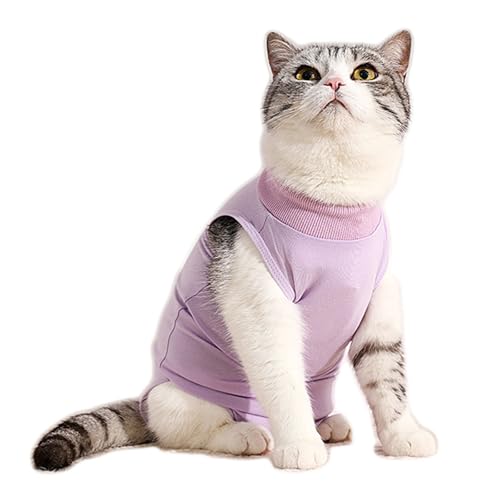 Eyeleaf Body Katze nach der Operation, Sterilisation, Overall für Katze nach der Operation, für Bauchwunden oder Hautkrankheiten, um das Lecken von Wunden zu verhindern (Violett, S) von Eyeleaf