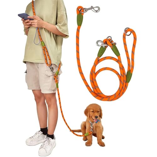 Eyeleaf Freihändige Hundeleine für Hunde, reflektierend, 2,2 Meter, lang, zum Spazierengehen, Anti-Zug, für große mittelgroße und kleine Hunde, Orange Eyeleaf Freihändige Hundeleine für Hunde, reflektierend, 2,2 Meter, lang, zum Spazierengehen, Anti-Zug, für große mittelgroße und kleine Hunde, Orange von Eyeleaf