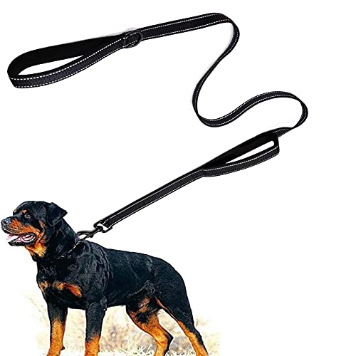Eyeleaf Hundeleine, 1,8 m, reflektierend und stark, mit doppeltem Griff, gepolstert, strapazierfähig, Nylon, Hundeleine für Hunde, groß, mittel, schwarz von Eyeleaf