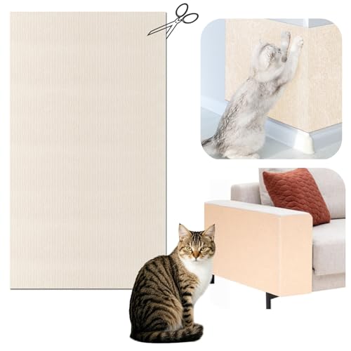Katzen Kratzmatte Selbstklebend XXL, 200 x 40 cm, Kratzschutz für Sofa und Wände, Katzenteppich für Möbel (Cremeweiß, 40X200 cm) von Eyeleaf