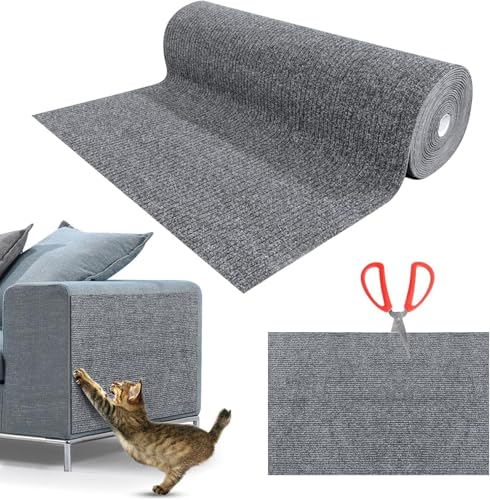 Katzen Kratzmatte Selbstklebend XXL, 200 x 40 cm, Kratzschutz für Sofa und Wände, Katzenteppich für Möbel (Hellgrau, 40X200 cm) von Eyeleaf