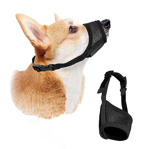 Maulkorb für Hunde, Maulkorb für Hunde, mittlere Größe, verhindert Kauen, Nissen, Bellen und Beißen, weiches Gewebe, atmungsaktives Netz, verstellbar von Eyeleaf