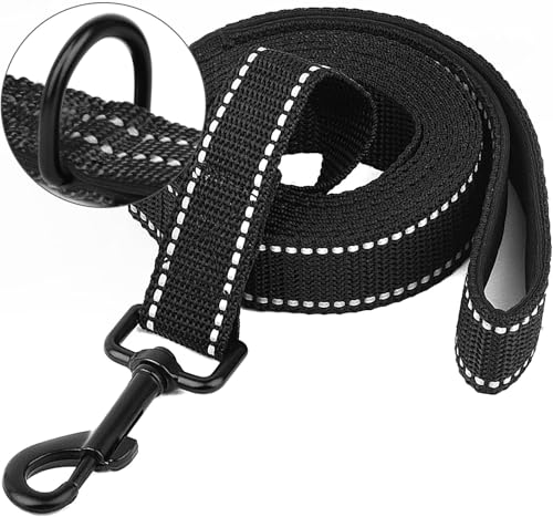 Reflektierende Hundeleine mit weichem, Lead for Dogs gepolstertem Griff für das Training, Führleine für große und mittelgroße Hunde, 5m/10m/20m/15m/30 m 1 Zoll breit, SCHWARZ (20mX 2.5cm) von Eyeleaf
