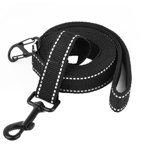 Reflektierende Hundeleine mit weichem, Lead for Dog gepolstertem Griff für das Training, Führleine für große und mittelgroße Hunde, 5m/10m/20m/15m/30 m 1 Zoll breit, SCHWARZ (5mX 2.5cm) von Eyeleaf