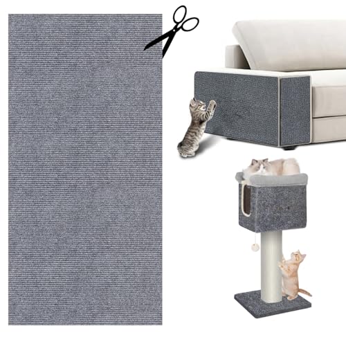 Trimmbare Selbstklebend Kratzteppich Katze Wand kratzschutz Sofa Katze Schutz Katzen kratzmatte Teppich bedeckt 40X400CM Katze Couch Schutz von DIY Katze Krallen katzenteppich (Hellgrau, 40 * 400cm) von Eyeleaf
