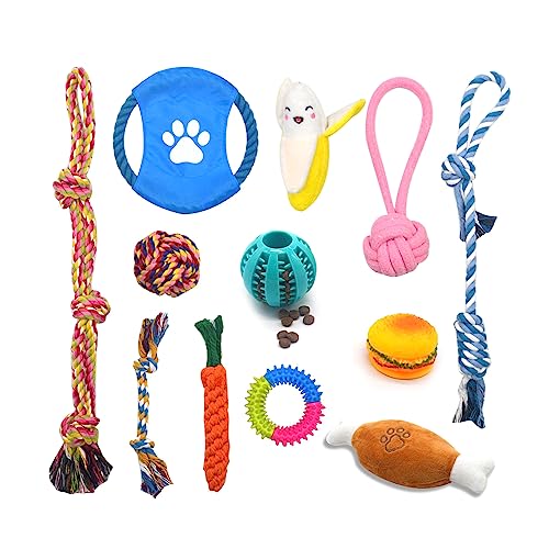 Eyiara Hunde-Seil-Apportierspielzeug, Tauziehen-Spiel für Welpen, Zahnen, Kauen, Molarenspielzeug, Hunde-Apportierspielzeug für Indoor-Hunde-B von Eyiara