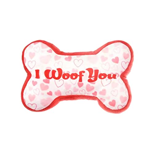 Eyiara Pink Quietschendes Hundespielzeug aus weichem Plüsch – Kauen in Herz-/Knochenform mit Quietscher für mittelgroße und kleine Hunde – Weiß von Eyiara