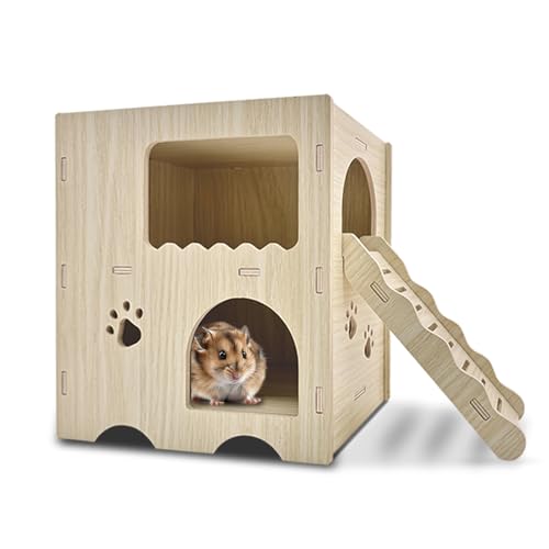 Hamster Haus Holz, Mehrkammernhaus, Spielplatz, 2 Etagen mit Leiter, Haus für Zwerghamster Rennmäuse Goldhamster Degus 20 * 14 * 21 cm Hamster Haus Holz, Mehrkammernhaus, Spielplatz, 2 Etagen mit Leiter, Haus für Zwerghamster Rennmäuse Goldhamster Degus 20 * 14 * 21 cm von Eyksta