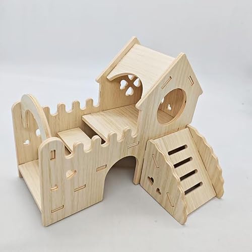Hamster Haus Holz, Mehrkammernhaus, Spielplatz, 2 Etagen mit Leiter, Haus für Zwerghamster Rennmäuse Goldhamster Degus Hamster Haus Holz, Mehrkammernhaus, Spielplatz, 2 Etagen mit Leiter, Haus für Zwerghamster Rennmäuse Goldhamster Degus von Eyksta