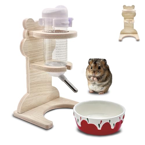 Hamster Trinkflasche Mit Ständer, 125 ml Nagertränke und Futternapf, Zubehör von Eyksta