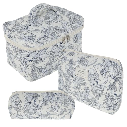 Eyoulife 3er Set Kosmetiktasche Kulturtasche Damen Baumwoll, Klassifizierter Speicher Make up Tasche Große Kapazität, Tragbare Schminktasche Kulturbeutel für Täglicher Reisen Gebrauch (Marineblau) Eyoulife 3er Set Kosmetiktasche Kulturtasche Damen Baumwoll, Klassifizierter Speicher Make up Tasche Große Kapazität, Tragbare Schminktasche Kulturbeutel für Täglicher Reisen Gebrauch (Marineblau) von Eyoulife