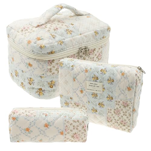 Eyoulife 3er Set Kosmetiktasche Kulturtasche Damen Baumwoll, Make up Tasche Klassifizierter Speicher Große Kapazität, Tragbare Schminktasche Kulturbeutel für Reisen Täglicher Gebrauch (Stil 1) von Eyoulife