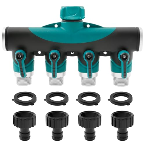 Eyoulife 4 Wege Verteiler mit Unabhängiges Regelventil Einstellbar Verteiler Wasserhahn Wasserverteiler mit 3/4 Zoll Wassereinlass 1/2 Zoll Adapter zum Gießen Reinigen Eyoulife 4 Wege Verteiler mit Unabhängiges Regelventil Einstellbar Verteiler Wasserhahn Wasserverteiler mit 3/4 Zoll Wassereinlass 1/2 Zoll Adapter zum Gießen Reinigen von Eyoulife