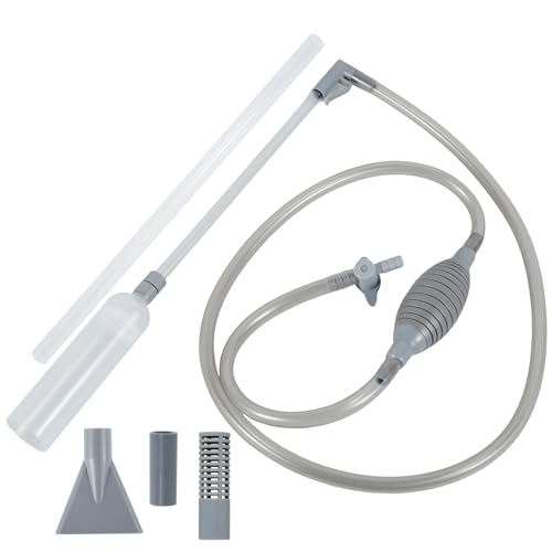 Eyoulife Einstellbar 3 in 1 Mulmsauger Aquarium Reiniger mit 3 Aufsätzen Aquarium Wasserwechsel Pumpe 3m für Wasserwechsel Staubsaugen Algenentfernung (Grau) von Eyoulife
