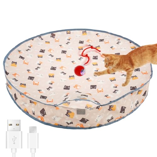 Interaktives Hundespielzeug Ball 4 Spaß Intelligent Modi Interaktives Katzenspielzeug Elektrisch Ball mit Matte USB Ladekabel Robust Bissfest für Katzen Hunde (Rot + Matt) von Eyoulife