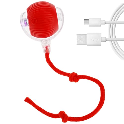 Eyoulife Interaktives Hundespielzeug Ball 4 Spaß Intelligent Modi Interaktives Katzenspielzeug Elektrisch Ball mit USB Ladekabel Robust Bissfest für Katzen Hunde(Rot) von Eyoulife