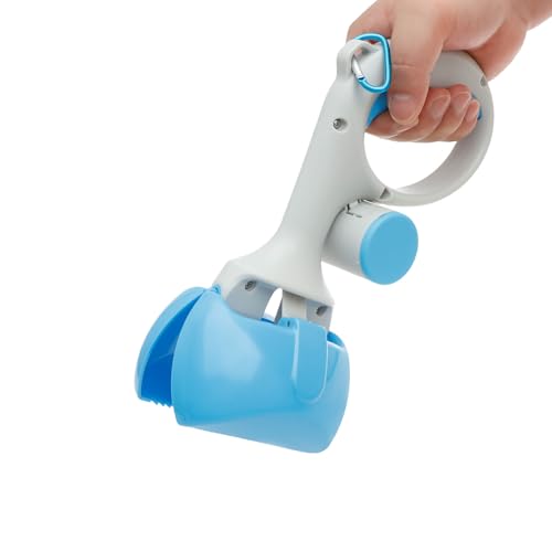 Eyoulife Tragbarer Hundekotgreifer 24cm, Hundekotschaufel Gezackt Robust Dauerhaft mit Elastischem Griff, Hundekotsammler Garten, für Rasen Schotterweg (Blau) von Eyoulife