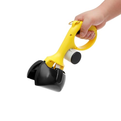 Tragbarer Hundekotgreifer 24cm, Hundekotschaufel Gezackt Robust Dauerhaft mit Elastischem Griff, Hundekotsammler Garten, für Rasen Schotterweg (Schwarz) von Eyoulife