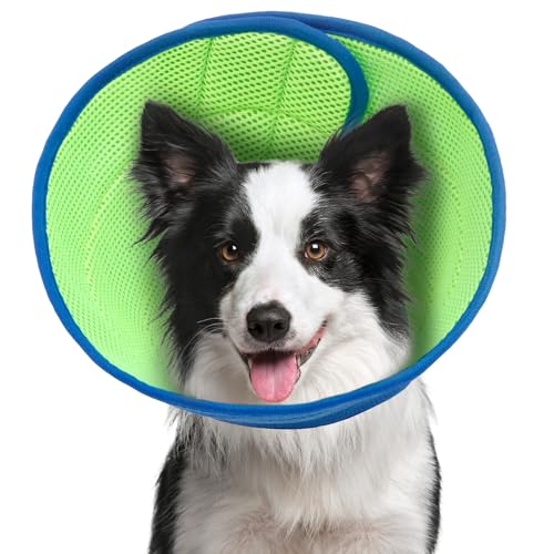 Halskrause Hund Weich Atmungsaktiv Verstellbar Hundekragen Leckschutz Hund Innendurchmesser 8,5/13cm zur Postoperativen Wundheilung Nagelpflege (Blau, L) von Eyoulife