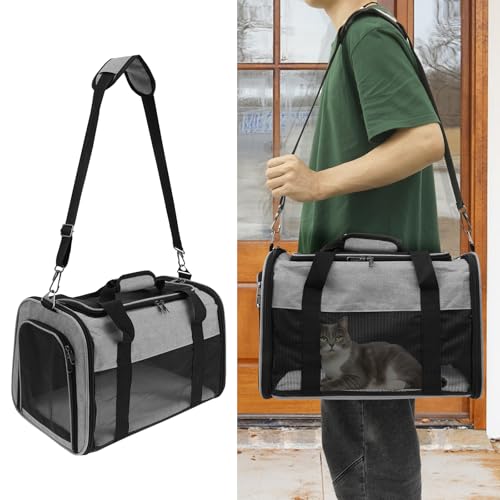Transportbox Katze Faltbar Maximale Tragkraft 9 Kg Dickes Kurzes Plüschkissen, Katzentasche Stahldrahtskelett mit Schultergurte, Hundetragetasche Solide für Katzen Kleine Hunde Welpen Transportbox Katze Faltbar Maximale Tragkraft 9 Kg Dickes Kurzes Plüschkissen, Katzentasche Stahldrahtskelett mit Schultergurte, Hundetragetasche Solide für Katzen Kleine Hunde Welpen von Eyoulife