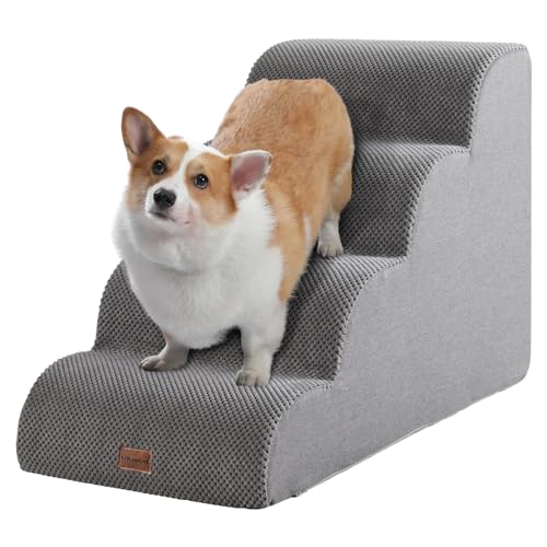 Ezkamfort Hundetreppe für Kleinen Hunde, 4 Stufen rutschfest Haustiertreppe Katzentreppe, Hunderampe aus Schwamm für Sofa Bett, Hunde Treppen mit Abnehmbarer Bezug,Grau Ezkamfort Hundetreppe für Kleinen Hunde, 4 Stufen rutschfest Haustiertreppe Katzentreppe, Hunderampe aus Schwamm für Sofa Bett, Hunde Treppen mit Abnehmbarer Bezug,Grau von EzKamfort