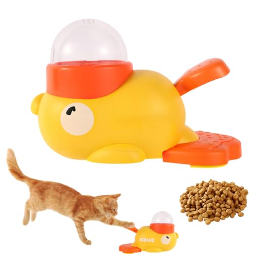 Eznaobo Hundeleckerli-Spender, Spielzeug, Katzen, D-og Interaktions-Leckerli-Futterspender, Entenform, Spielzeug für kleine, mittelgroße D-Ogs und Katzen (gelb) von Eznaobo