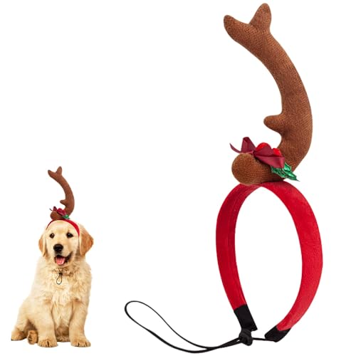 Weihnachts-Rentier-Hunde-Stirnband, Hundegeweih-Stirnband, 2024, Weihnachts-Hundekostüm für kleine, mittelgroße Hunde, Zubehör, Rentiergeweih, Stirnband Hund mit verstellbarem Gummiband (Braun, L) Weihnachts-Rentier-Hunde-Stirnband, Hundegeweih-Stirnband, 2024, Weihnachts-Hundekostüm für kleine, mittelgroße Hunde, Zubehör, Rentiergeweih, Stirnband Hund mit verstellbarem Gummiband (Braun, L) von Eznaobo