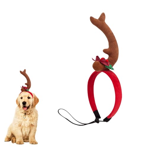 Weihnachts-Rentier-Hunde-Stirnband, Hundegeweih-Stirnband, 2024, Weihnachts-Hundekostüm für kleine, mittelgroße Hunde, Zubehör, Rentiergeweih, Stirnband Hund mit verstellbarem Gummiband (Braun, S) Weihnachts-Rentier-Hunde-Stirnband, Hundegeweih-Stirnband, 2024, Weihnachts-Hundekostüm für kleine, mittelgroße Hunde, Zubehör, Rentiergeweih, Stirnband Hund mit verstellbarem Gummiband (Braun, S) von Eznaobo