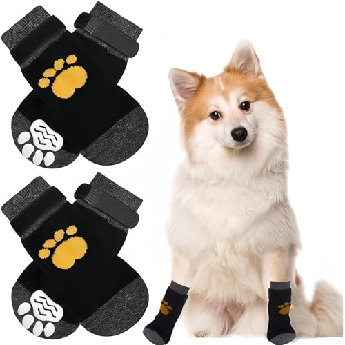 2 Stück rutschfeste Hundepfotensocken, schützen Hundepfoten, verhindern Lecken, mit wasserdichten Gummisohlen und verstellbaren Riemen, geeignet für kleine Hunde, die auf Hartholzböden im Innen- und 2 Stück rutschfeste Hundepfotensocken, schützen Hundepfoten, verhindern Lecken, mit wasserdichten Gummisohlen und verstellbaren Riemen, geeignet für kleine Hunde, die auf Hartholzböden im Innen- und von Ezranova