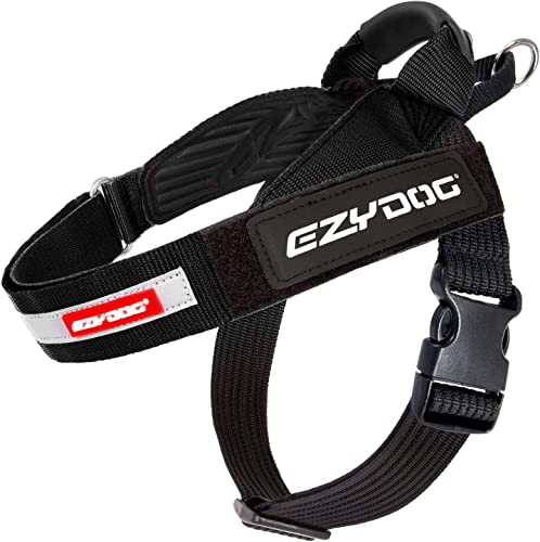 EZYDOG Express Hundegeschirr | Hundegeschirr für kleine, mittelgroße und große Hunde, abgewinkeltes, ergonomisches Design, geformter Griff, leicht zu lösende Seitenschnalle (XXL, Schwarz) von EzyDog