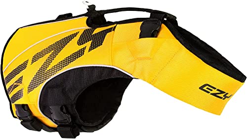 EzyDog Premium Schwimmweste Hund, DFD X2 Hundeschwimmweste, Schwimmwesten für Kleine, Mittelgroße und Große Hunde, Rettungsweste mit Griff (S, Gelb) von EzyDog