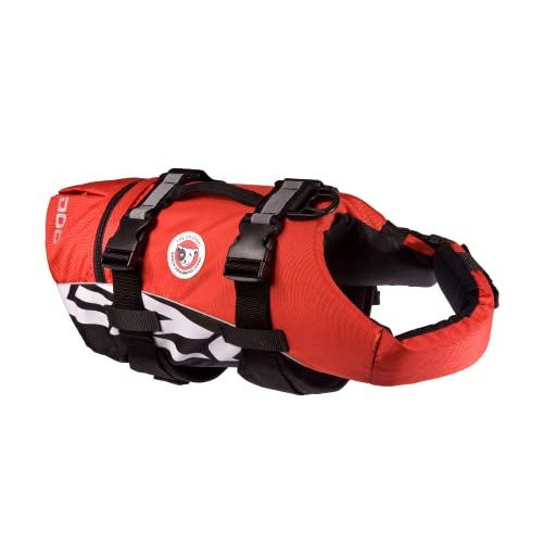 EzyDog DFD Schwimmweste Hund - Hundeschwimmweste - Schwimmwesten für Hunde - Größenverstellbar mit Griff und Reflektoren (XL, Rot) von EzyDog