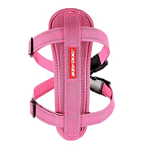 EzyDog Hundegeschirr Auto mit Sicherheitsgurt, Brustgeschirr Hund, Sicherheitsgeschirr Hund, 'Chest Plate' Geschirr für Kleine, Mittelgroße und Große Hunde, Reflektierend, Gepolstert (L, Rosa) von EzyDog