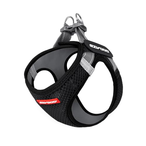 EzyDog Hundegeschirr kleine Hunde – FORMFIT Weste aus atmungsaktivem 3D Air-Mesh – Leicht, verstellbar, reflektierend, mit robustem D-Ring (2XS, Schwarz) von EzyDog