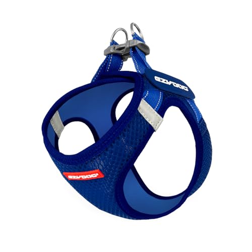 EzyDog Hundegeschirr kleine Hunde – FORMFIT Weste aus atmungsaktivem 3D Air-Mesh – Leicht, verstellbar, reflektierend, mit robustem D-Ring (S, Blau) von EzyDog