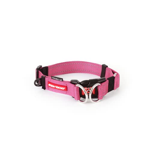 EzyDog Hundehalsband Nylon - Double Up - Hunde Halsband Stoff für Kleine, Mittelgroße und Große Hund, Reflektierend, Gepolstert, Verstellbar (S, Rosa) von EzyDog