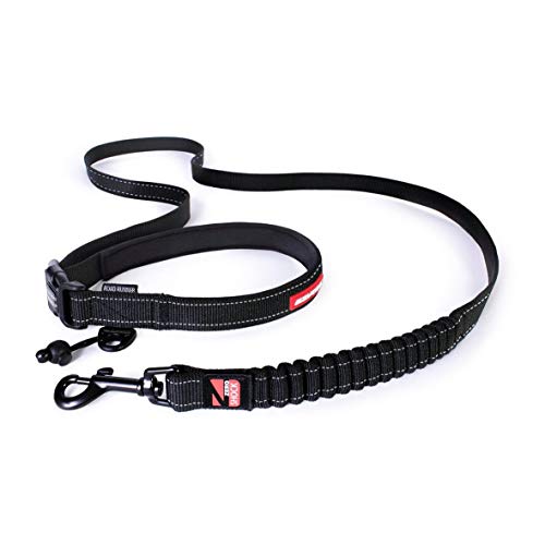 EzyDog Jogging Hundeleine für Mittelgroße und Große Hunde - Joggingleine Road Runner 210cm - Leine zum Joggen mit Hund, Reflektierende, Elastische mit Bungee Ruckdämpfer (25mm, Schwarz) von EzyDog