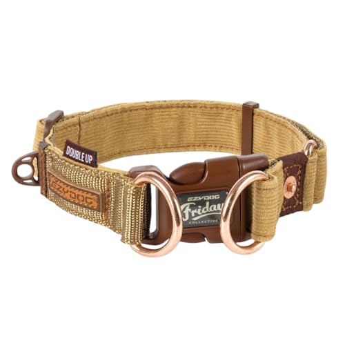 Ezydog Double Up Hundehalsband für Kleine, Mittelgroße und Große Hunde | Reflektierend, Höchster Komfort, Weiches Neopren-Material, Starkes Nylon-Gurtband (Klein, Cord) von EzyDog