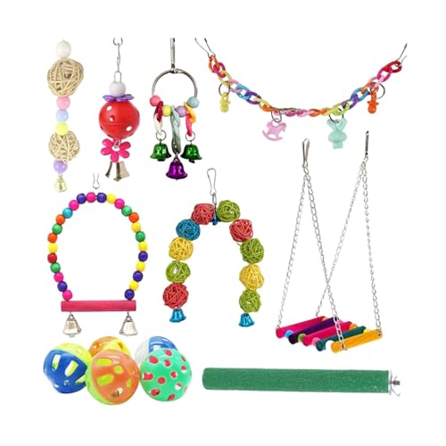F Fityle 13-teiliges Papageien-Spielzeug-Set, Kauspielzeug, Käfig-Hängespielzeug, Vogel-Kauspielzeug, Vogelschaukel-Spielzeug für Finken, Sittiche, Aras, F Fityle 13-teiliges Papageien-Spielzeug-Set, Kauspielzeug, Käfig-Hängespielzeug, Vogel-Kauspielzeug, Vogelschaukel-Spielzeug für Finken, Sittiche, Aras, von F Fityle