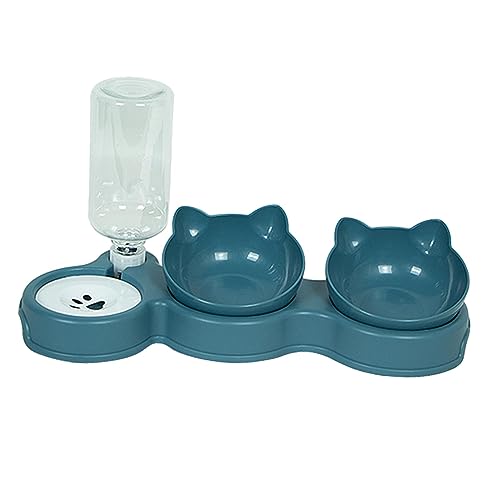 F Fityle 3 in 1 Katzennapf Set, Futternäpfe für Haustiere mit Automatischer Trinkflasche, Einfache Reinigung, Haustiernapf, dunkelgrün von F Fityle