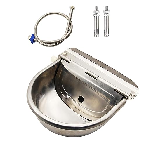 F Fityle Automatischer Kuh-Trinkwassernapf mit verstellbarem Schwimmerventil, Edelstahl-Tränke, Wasserspender, Trinkbecher, Viehtränke für Katzen, Kein Loch mit Rohr F Fityle Automatischer Kuh-Trinkwassernapf mit verstellbarem Schwimmerventil, Edelstahl-Tränke, Wasserspender, Trinkbecher, Viehtränke für Katzen, Kein Loch mit Rohr von F Fityle