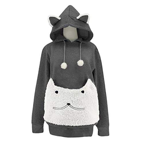 F Fityle Cat Hoodie Pouch Sweatshirt Puppy Kitten Holder Carrier Pullover Top Unisex Hoodies, GRAU, l von F Fityle