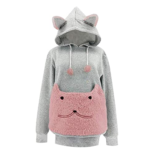 F Fityle Cat Hoodie Pouch Sweatshirt Puppy Kitten Holder Carrier Pullover Top Unisex Hoodies, ROSA, S von F Fityle