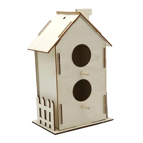 F Fityle DIY Holz Vogelhaus Unmontiert Vogelkäfig Handgemachte Vogel Nistkasten für Kleine Vögel, 19cmx12cmx8cm von F Fityle