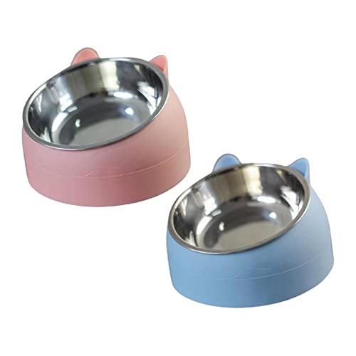 F Fityle Futternapf für Haustiere - Erhöhter Futterbehälter mit Hals- und Schutzfunktion, Rosa und Blau von F Fityle
