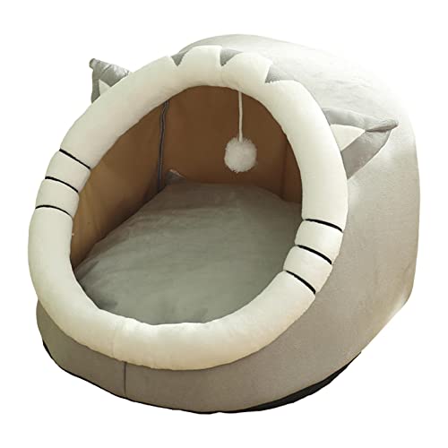 F Fityle Gemütliches Schlafbett für Katzen, 35x35x31cm Grau - Weiches Nest mit Spielzeug, Verformungsfrei von F Fityle