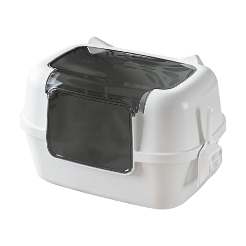 F Fityle Geschlossene Katzenratstrauder Katzentlattenschacher spritzsicherer Katze Toilette Töpfchen für Apartment Badezimmer Balkon Wohnzimmer Terrasse, Weiß von F Fityle